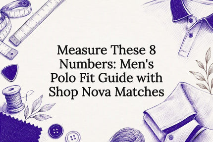 Decorative polo fit measurement title card