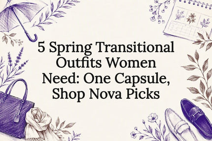 Spring transitional outfit title card illustration