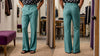 Full view of high-waist flared pants