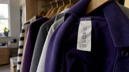Care symbols on a polo shirt label