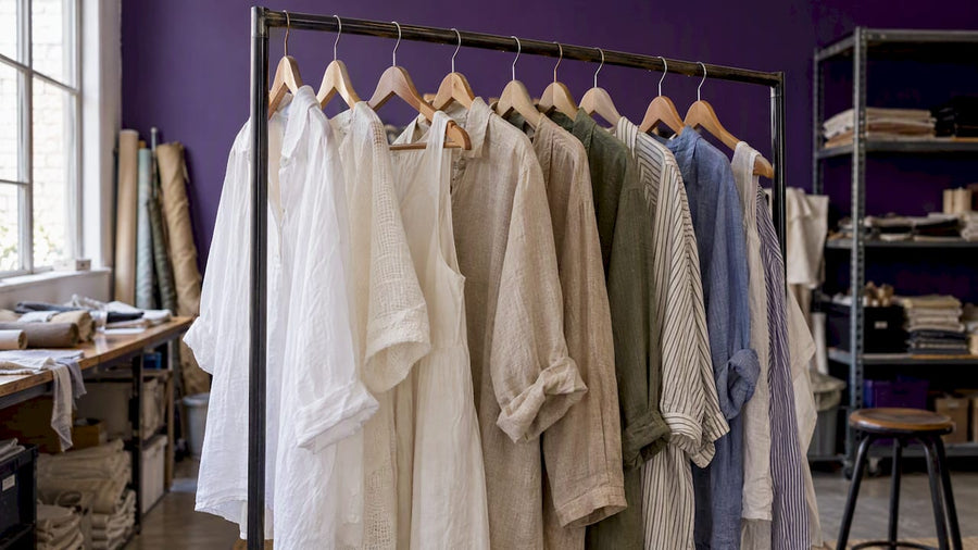 Lightweight summer garments showing breathable fabric textures