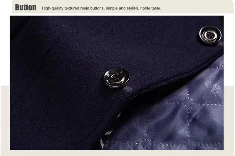 Winter Men Wool Coats New Fashion Middle Long Scarf Collar Cotton-Padded Thick Warm Woolen Coat Male Trench Coat Overcoat M-5Xl