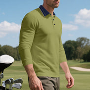 Men's Colorblock Long Sleeve Polo Shirt
