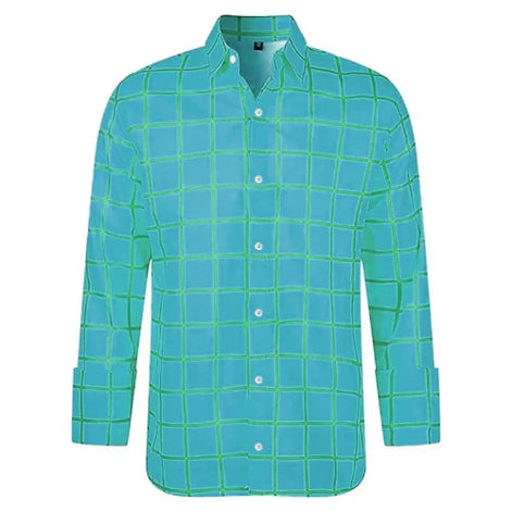 Blue and green checkered shirt on a white background