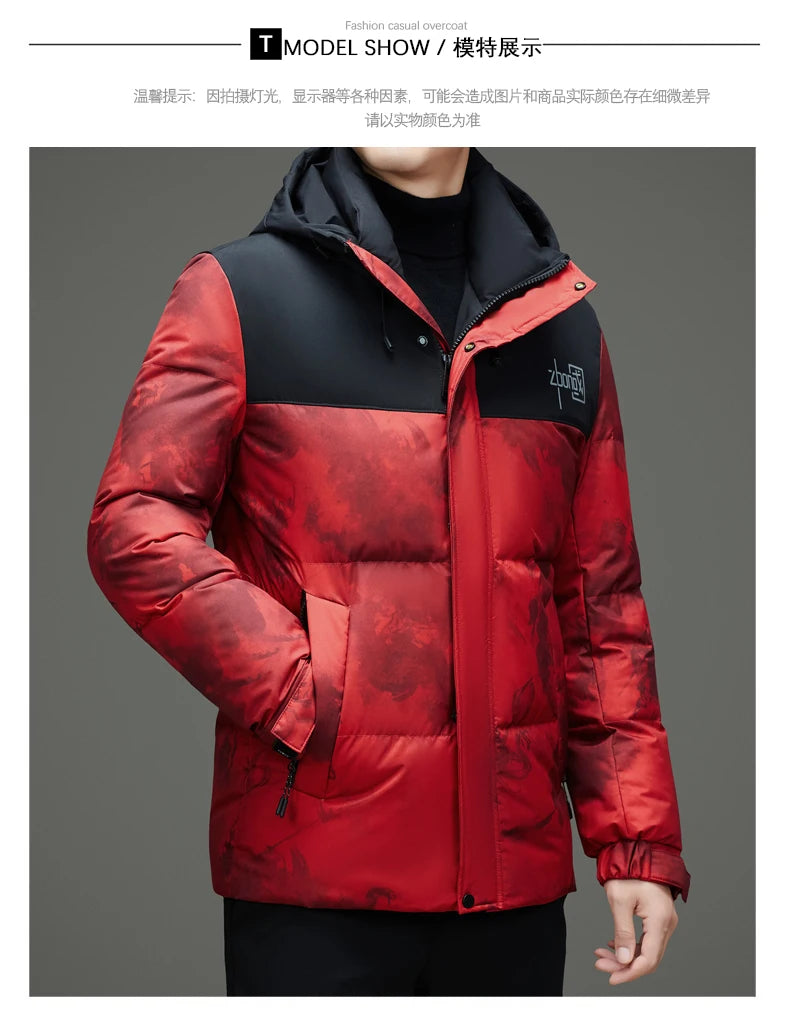 High End Winter Hooded Fashion Warm 85% Duck Down Filled Mens Jacket Casual Designer Feather Outerwear Windbreaker Puffer Coats