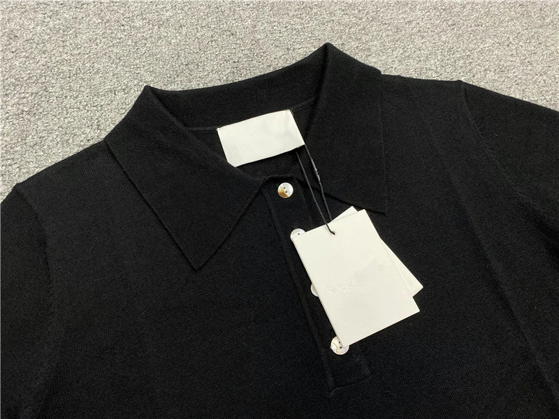 Jenny&Dave 2024 Summer Commuting Versatile Shirt Short POLO Tshirts Knitted Sleeved Top Women 2024 Merino Wool Casual Top