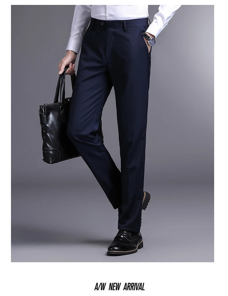 Top Grade New Brand Fashion Relax Fit Suit Pant Office Trousers For Men Dress Pants Business Straight Trousers Men's Clothing