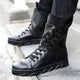 Men 6 cm Height Increasing Platform Boots Back Zip Leather Shoes Male Mixed Colors Y3 High Top Black White Men's Boots