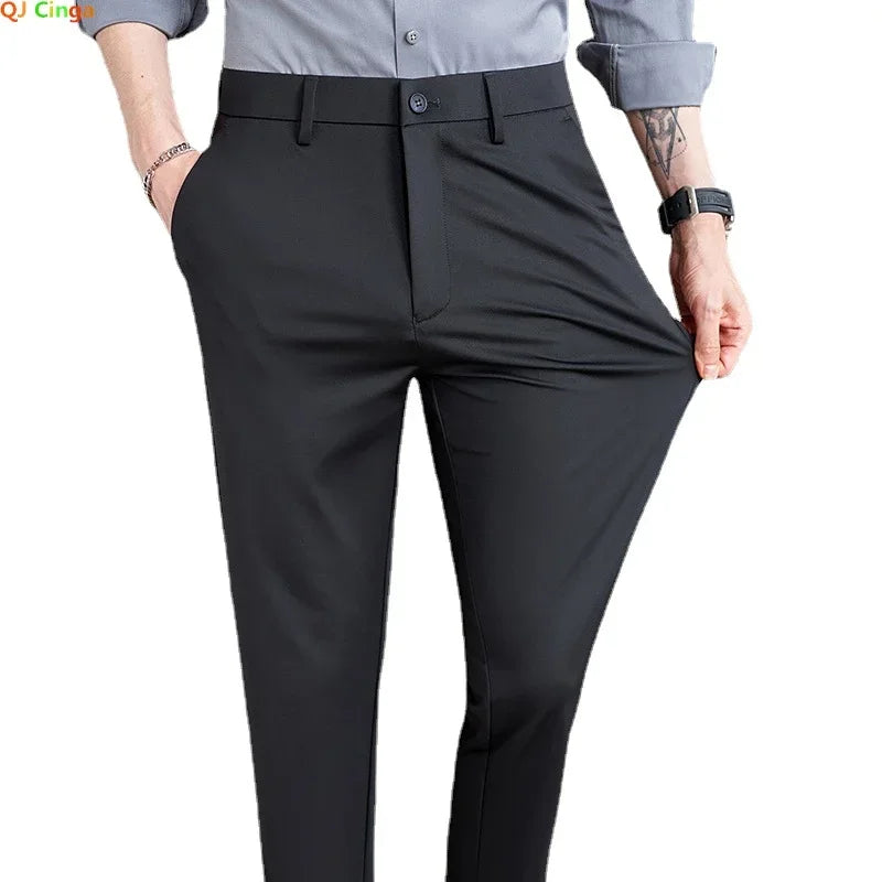 Black Men's Stretch Suit Pants, Fashion Casual Trousers, Navy Blue Pantalones Hombre Asian Size 29-36 38 Slim Man Pant