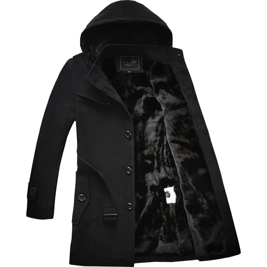 New Winter Trench Coat Men Fashion Long Overcoat Male Hot Sale Woollen Ootwear Thick Men's Clothing Size 4XL Wool Jackets