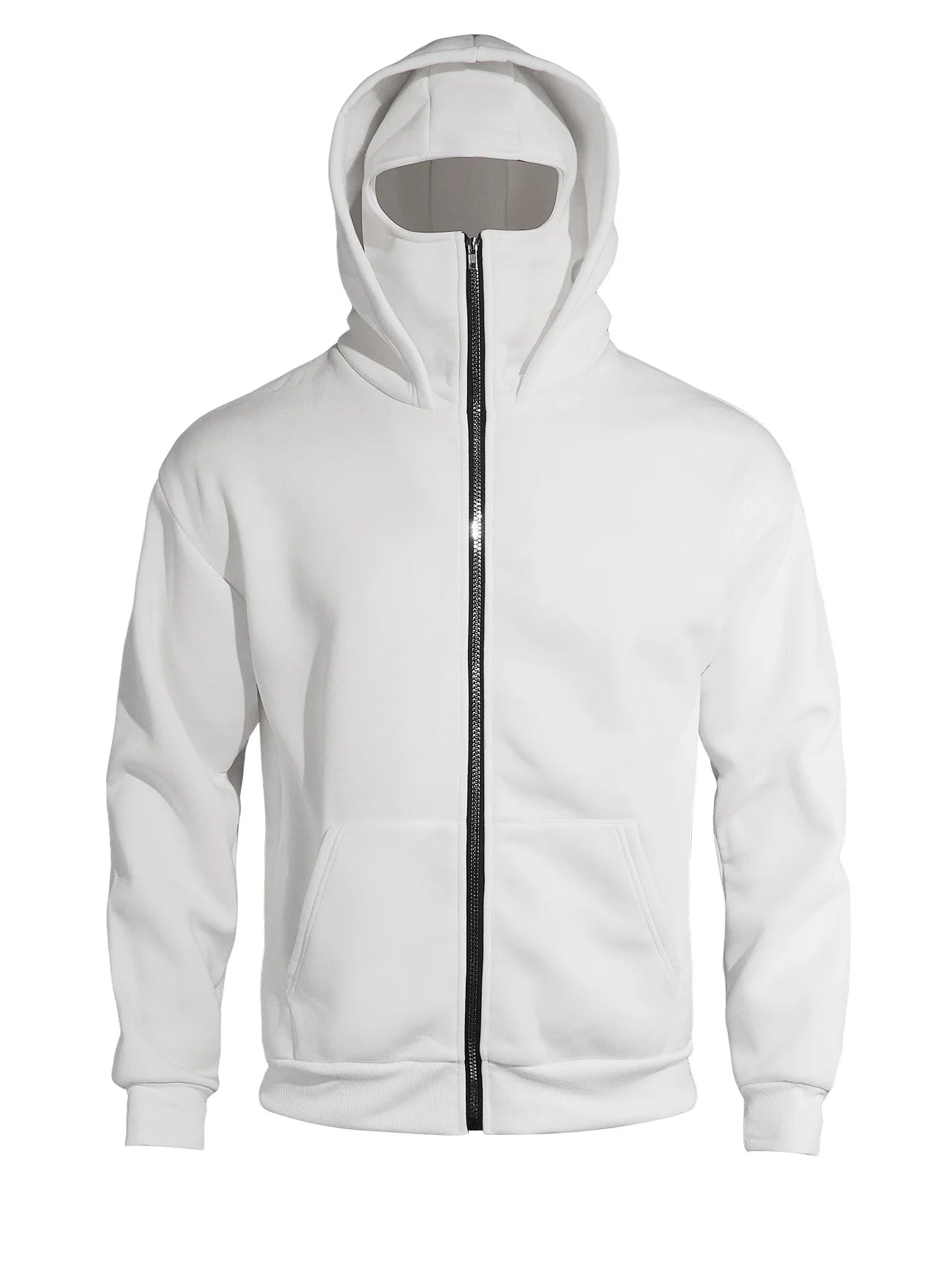 Men's Full Zip Hoodie with Built-in Face Mask Balaclava Techwear Sweatshirt with Crossbody Strap Tactical Streetwear Top
