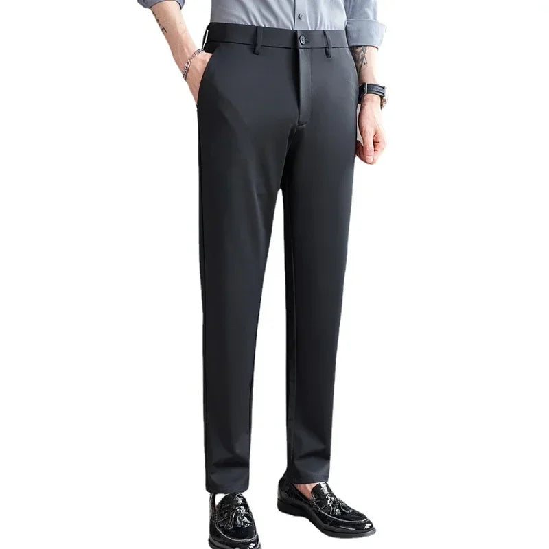 Men's Stretch Suit Pants, Fashion Casual Trousers, Navy Blue Pantalones Hombre Asian Size 29-36 38 Slim Man Pant