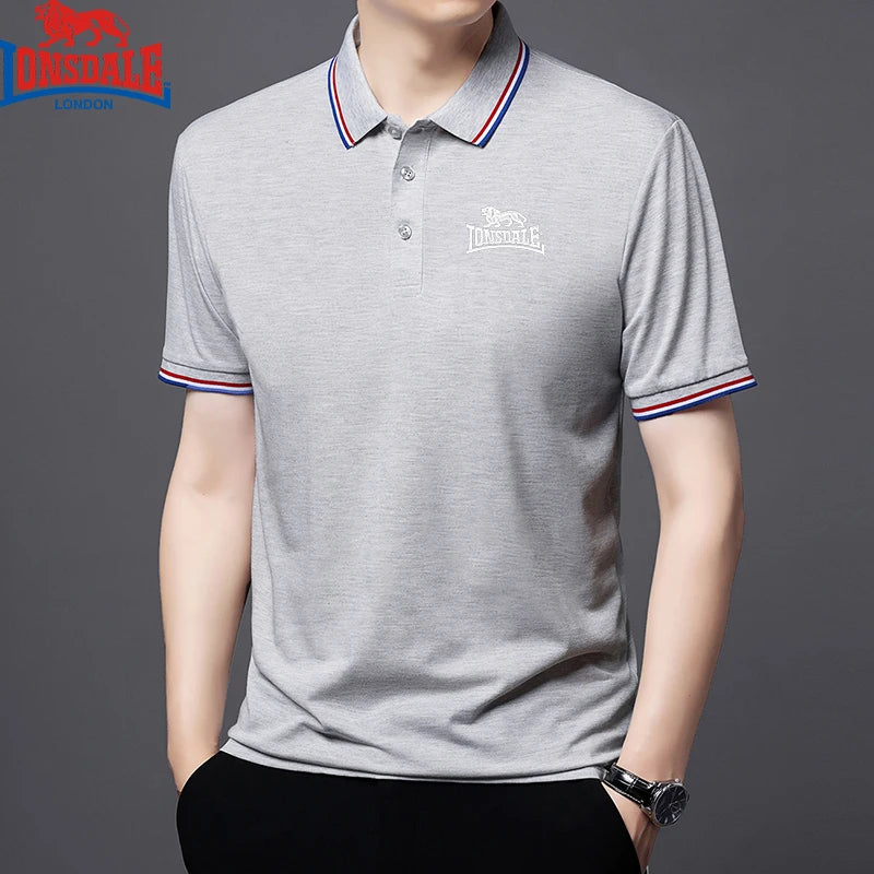 Embroidered LONSDALE New Summer Polo Shirt Men High Quality Men Short Sleeve Top Business Casual Hot Selling Polo-shirt for Men