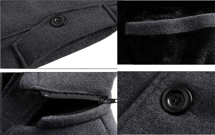 New Winter Trench Coat Men Fashion Long Overcoat Male Hot Sale Woollen Ootwear Thick Men's Clothing Size 4XL Wool Jackets
