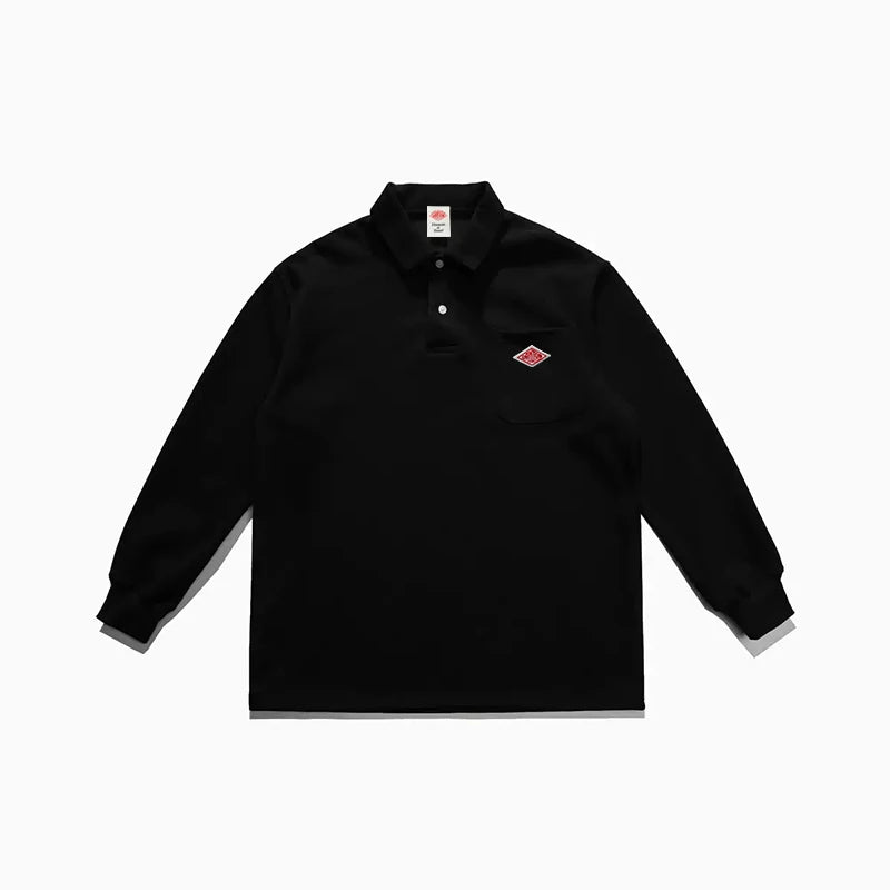 Hot sales Spring Autumn Men's Quality Solid Pocket Long Sleeve Polo-Shirt Embroidery Logo T-shirt Comfortable Tops Exports Japan