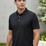 Black polo shirt on a white background