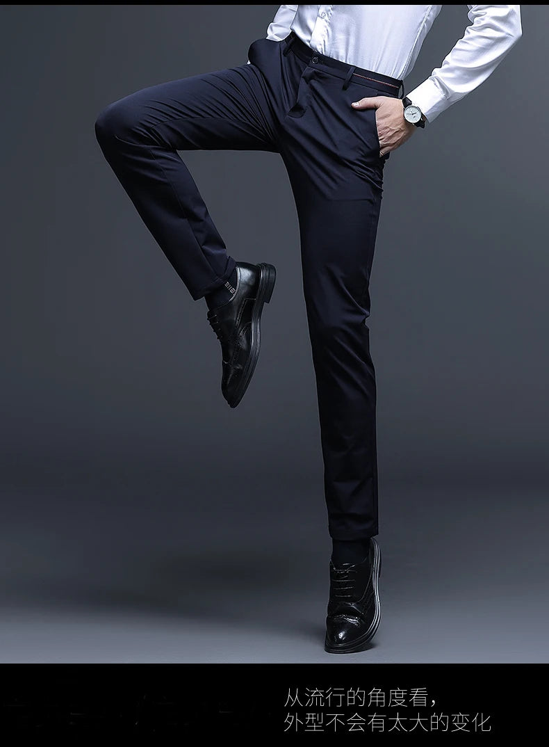 Premium Anti-wrinkle Non-ironing New Brand Casual Fashion Stretch Men Dress Pants Comfortable Business Office Long Suit Trousers