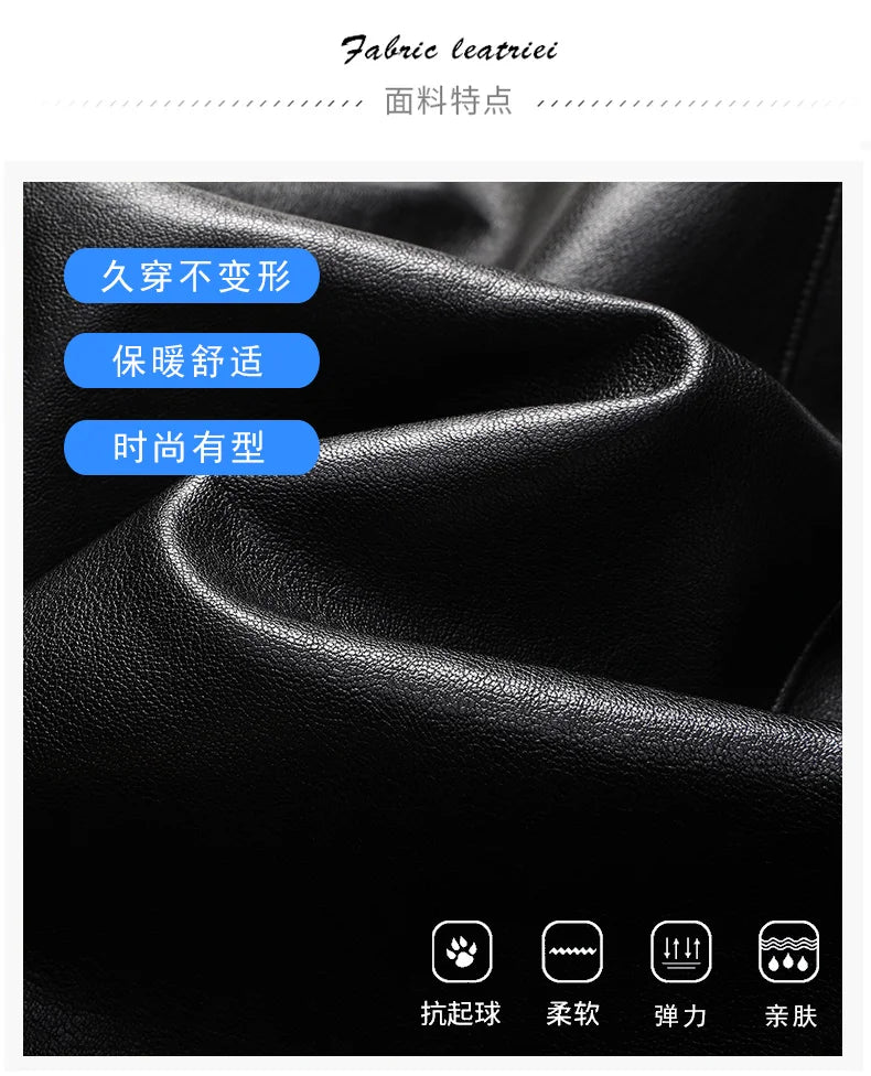 Add Fleece and Thickening Winter Dad Leather Jacket for Middle-aged Grandpa Fur Collar Middle-aged Men's Coat for Warmth