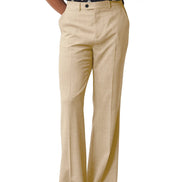 Beige pants worn by a person on a white background