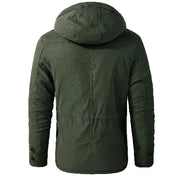 Green hooded jacket on a white background