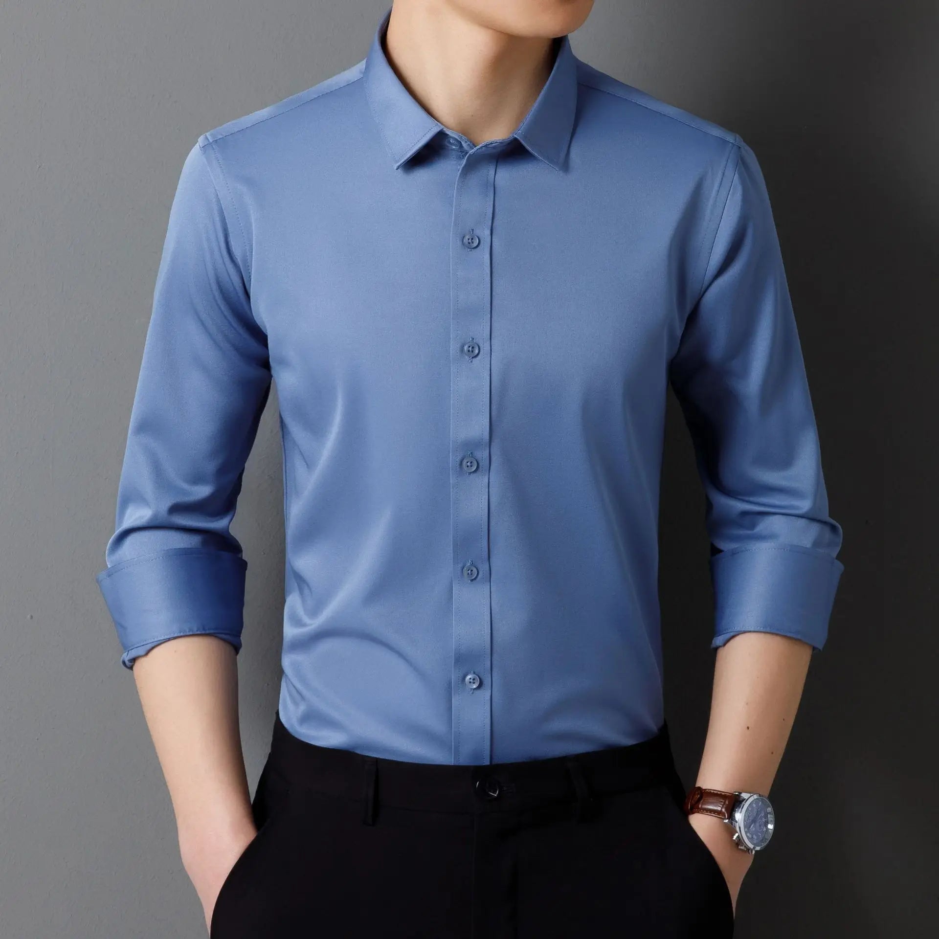 Non-ironing High-end Long-sleeved White Shirt Business Anti-wrinkle Dress Shirt Excellent High-quality Work Business Clothes