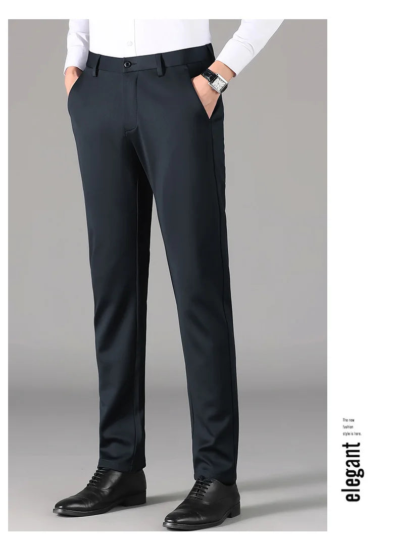 Top Grade Non-ironing New Brand Casual Korean Fashion Relax Fit Long Dress Pants Straight Business Trousers Mens Clothing 2026
