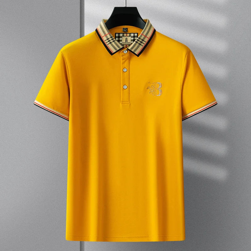 Summer men's fashion casual short sleeved polo shirt high-end boutique embroidered top comfortable and breathable lapel T-shirt