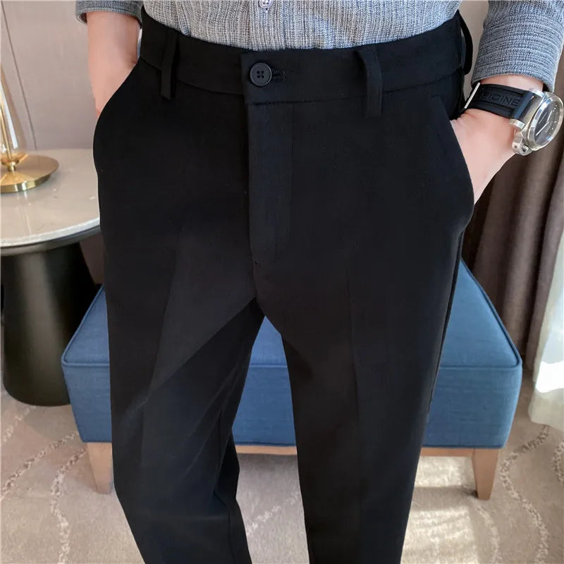 2025 Autumn and Winter Coffee Stretchable Waist Thickened Brushed Casual Pants for Men,multi-color Thick Men's Woolen Suit Pants