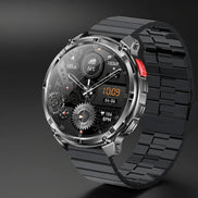 Smartwatch with black band and detailed display, featuring 1100mAh battery 