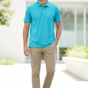 Blue polo shirt on a white background