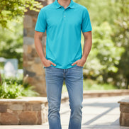 Blue polo shirt on a white background