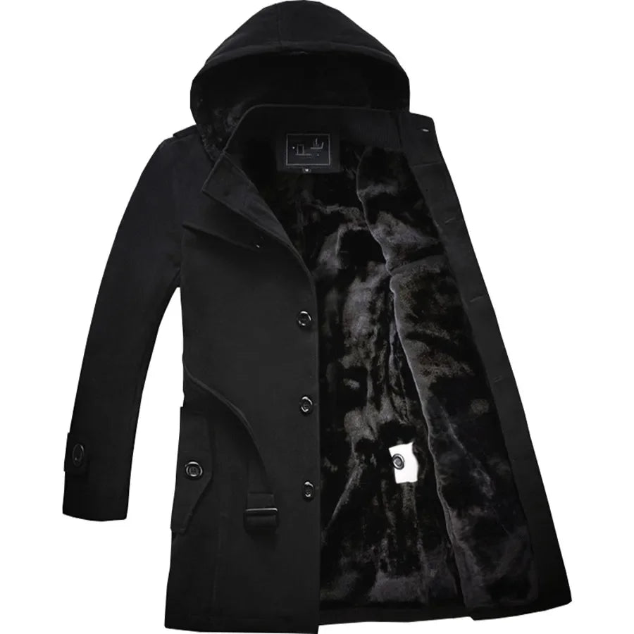 New Winter Trench Coat Men Fashion Long Overcoat Male Hot Sale Woollen Ootwear Thick Men's Clothing Size 4XL Wool Jackets