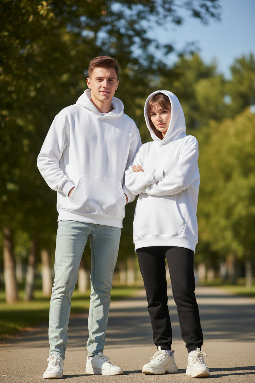 White hoodie on a white background