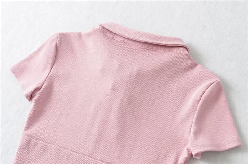 LUNDUNSHIJIA High Quality Plain Short T Shirt Women Cotton Elastic Basic Female T-shirt Slim POLO T-shirts For Women