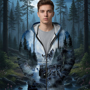 Hoodie with wolf design on a white background