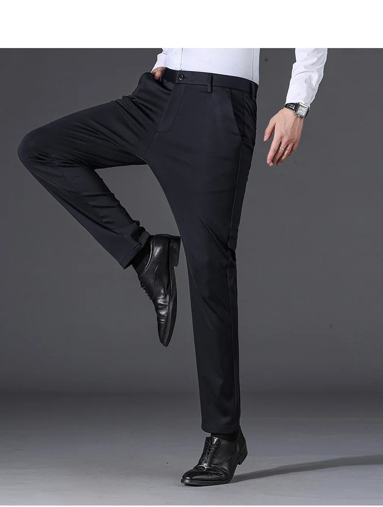 Top Grade Non-ironing New Brand Casual Korean Fashion Relax Fit Long Dress Pants Straight Business Trousers Mens Clothing 2026
