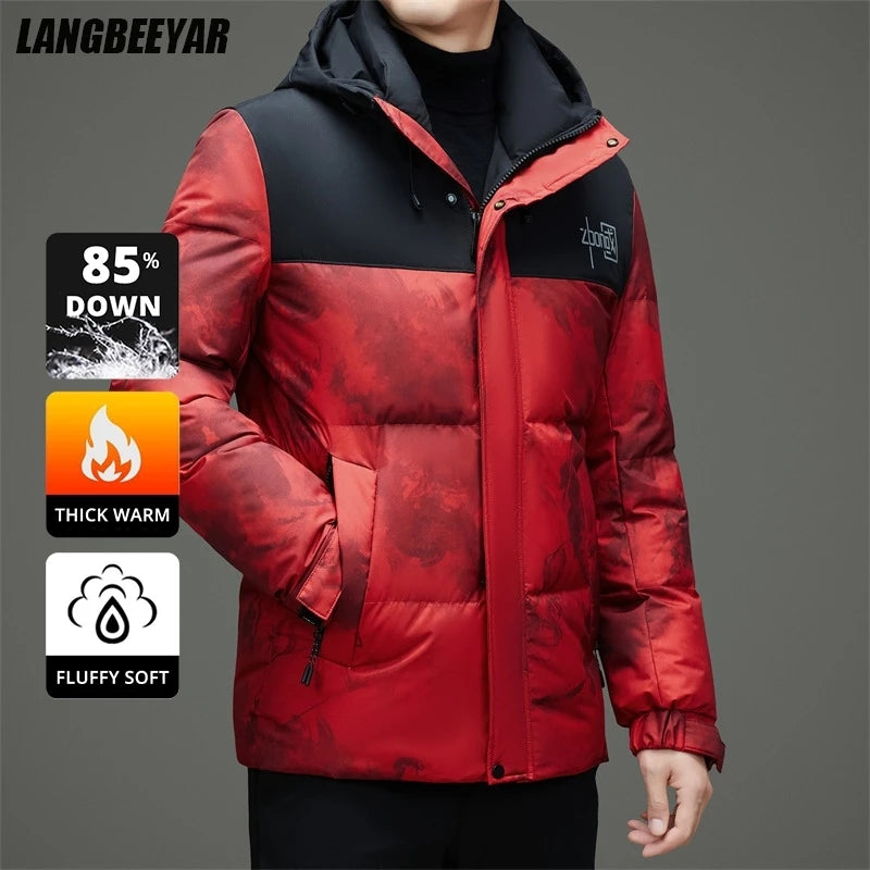 High End Winter Hooded Fashion Warm 85% Duck Down Filled Mens Jacket Casual Designer Feather Outerwear Windbreaker Puffer Coats