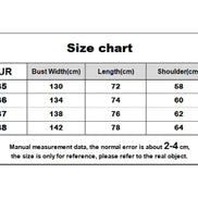 Women's hooded jacket size chart for S–XL showing EUR sizes, bust, garment length, shoulder and sleeve measurements in centimeters