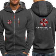 Gray hoodie with Umbrella Corporation logo on front and back