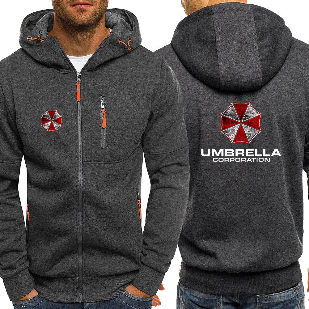 Gray hoodie with Umbrella Corporation logo on front and back