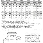Asian size chart for clothing with measurements in centimeters and inches.