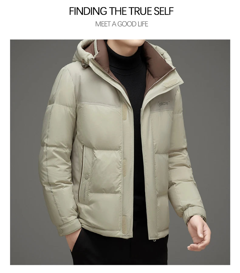 High End 90% White Duck Down Thick Winter New Brand Hooded Casual Fashion Luxury Mens Down Jackets Windbreaker Puffer Coats
