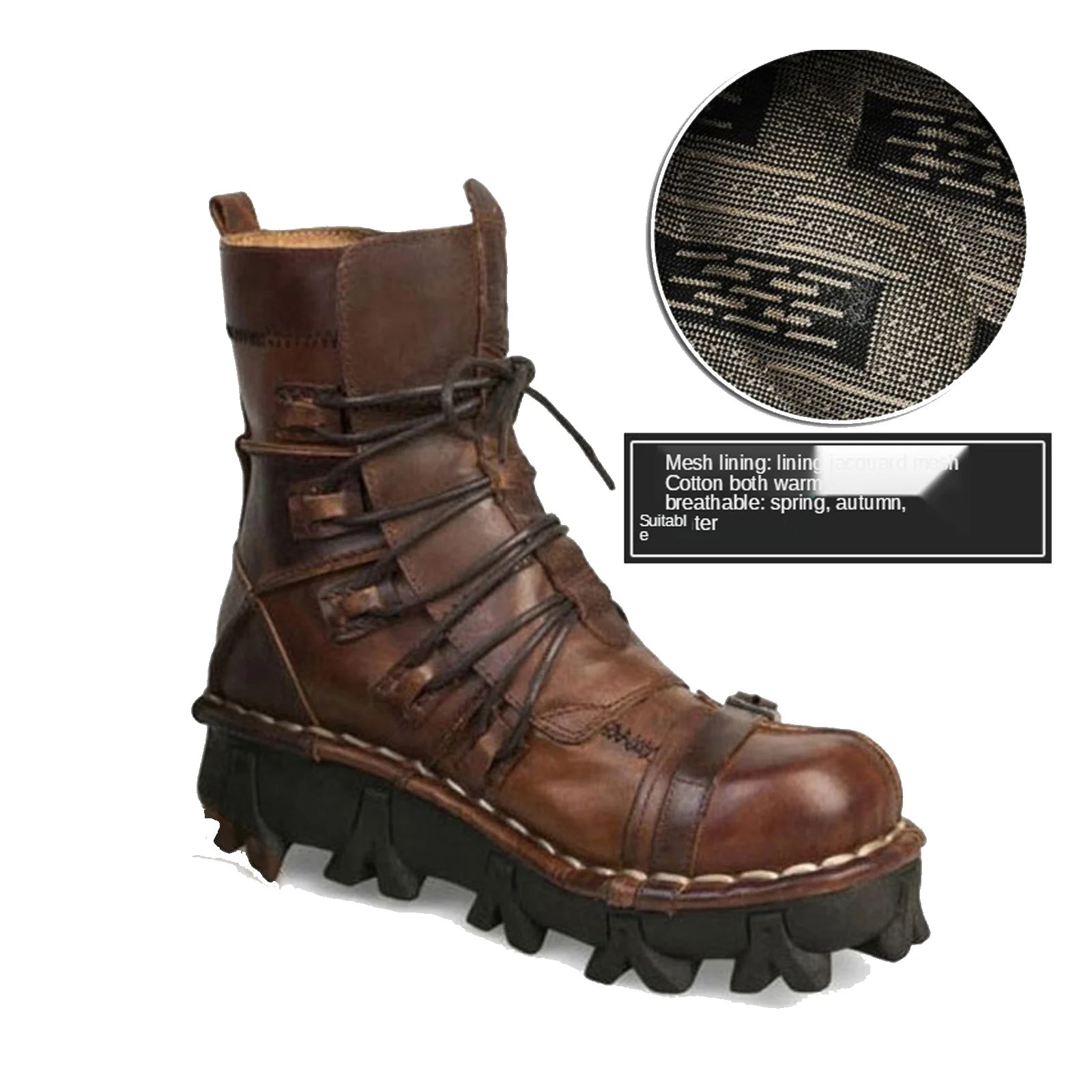 Men's Cowhide Genuine Leather Motorcycle Boots Combat Boots Gothic Skull Punk Desert Ankle Boots Botas50 Handmade