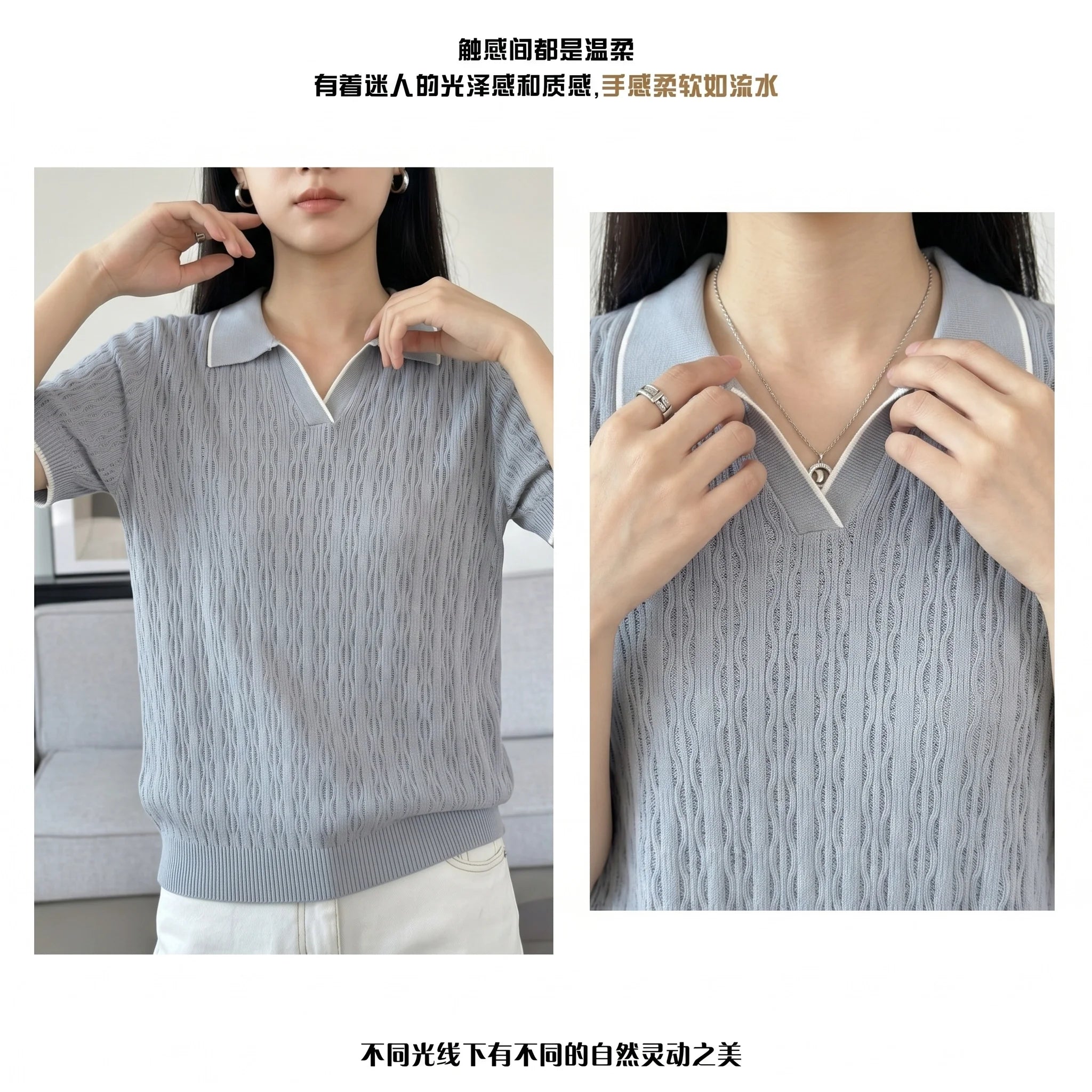 WinvyNee Spring Summer Women Cotton Polo V Collar Sweater Knitted Top Green Solid Short Sleeve Casual Pullover T-Shirt ZA1002042
