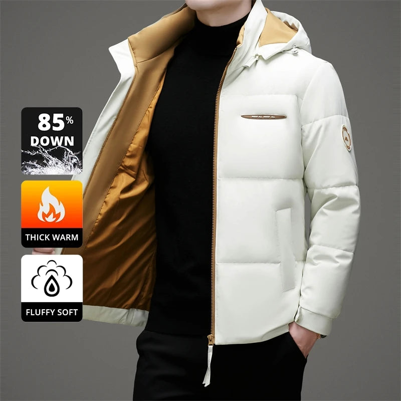 High End White Duck Down Casual Fashion Men Down Jacket Hooded Outerwear Winter Warm Designer Parkas Puffer Feather Coats