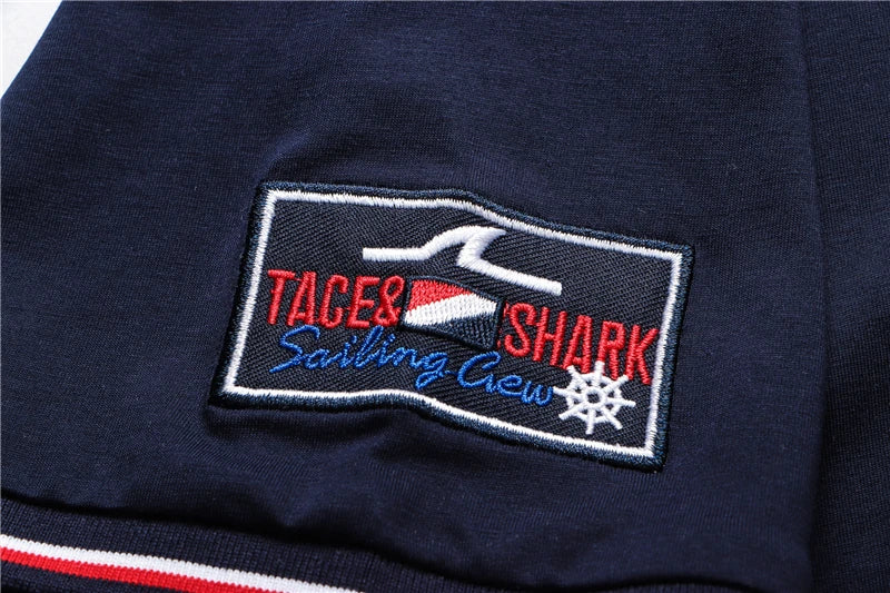 TACE&SHARK Fashion Personality Solid Color Embroidery Polo Shirt 2022 Summer Men Business Shark Polos Mens Casual Clothing