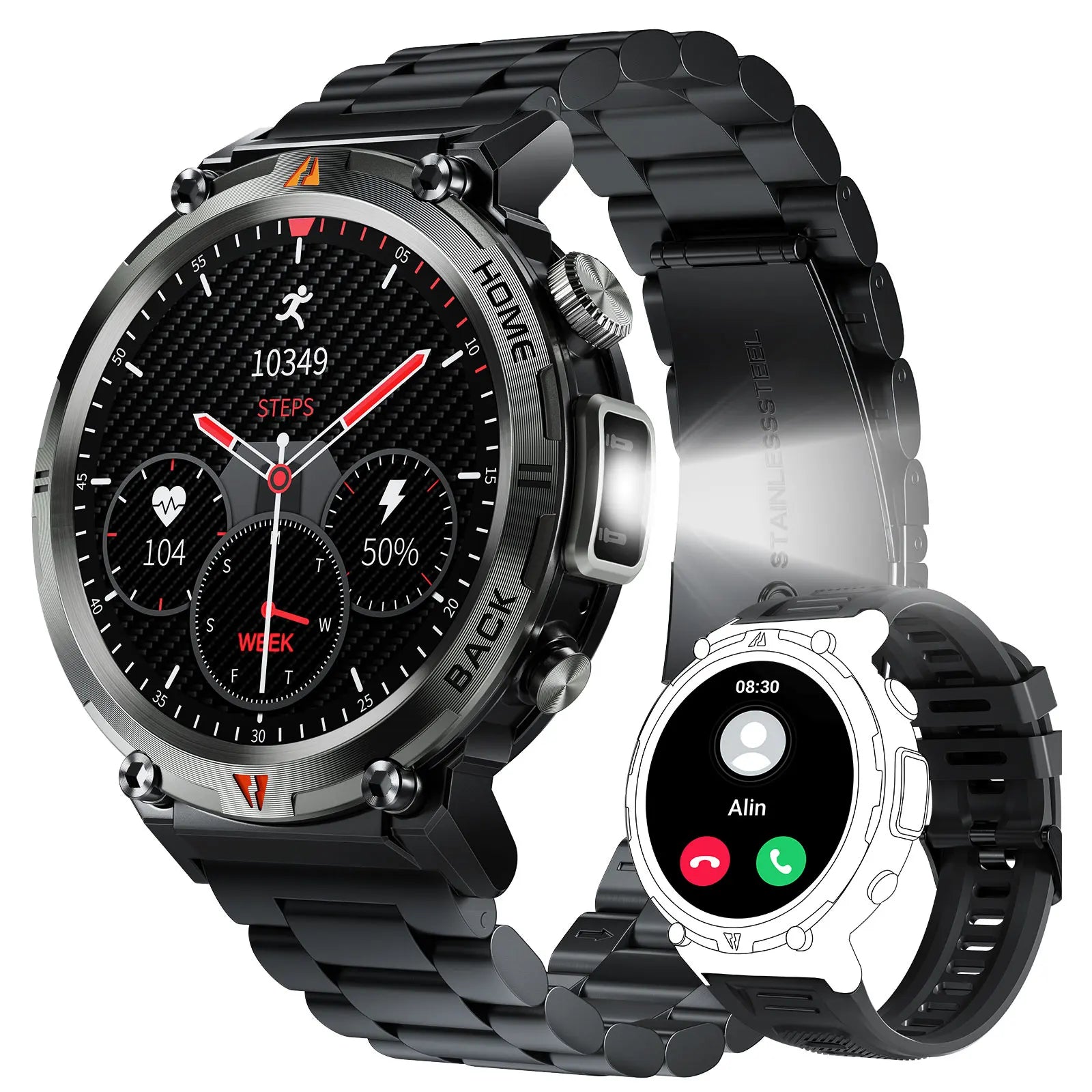 Bluetooth Call Smartwatch for Men - Full Touch Screen, Heart Rate