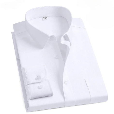 Folded white dress shirt on a white background