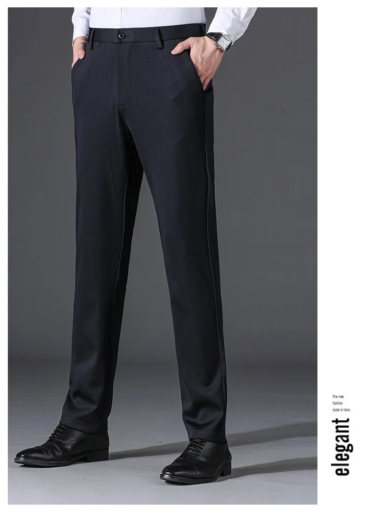 Top Grade Non-ironing New Brand Casual Korean Fashion Relax Fit Long Dress Pants Straight Business Trousers Mens Clothing 2026