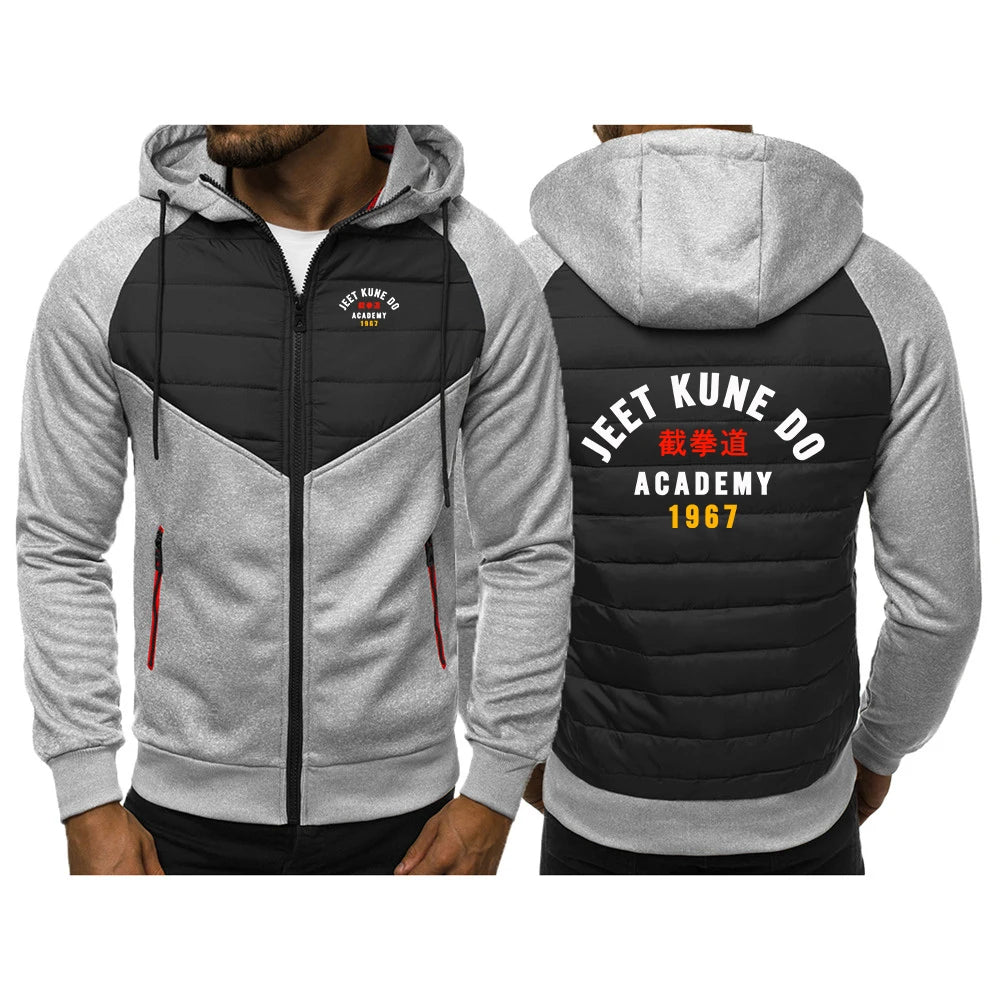 Jeet Kune Do Martial Artist Wing Chun Men's stand up collar cotton coat solid color street casual zipper jacket hoodies jacket